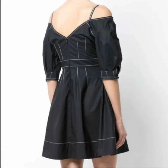 Derek Lam 10 Crosby Black Off the Shoulder Poplin Mini Dress SZ 4 EUC - Picture 3 of 8